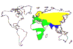 Blue=Winter,Yellow=Summer,Green=All Year